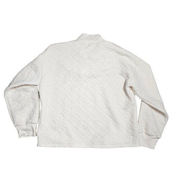 Madewell Quilted-Knit Lace-Up Mock Neck Sweatshirt White Women Small - Picture 5 of 13